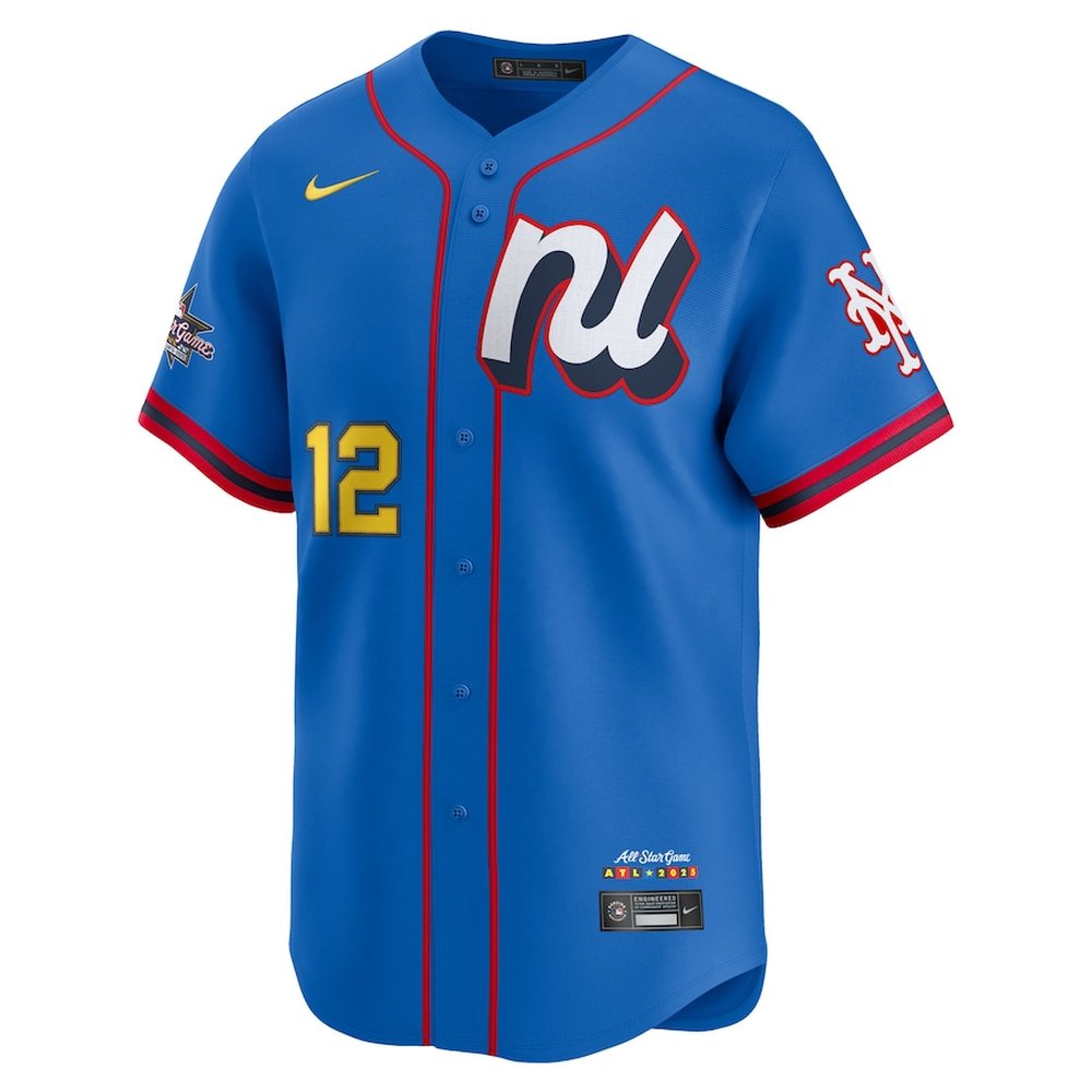 Men's National League #12 Francisco Lindor Nike Blue 2025 All-Star Edition Limited Player Jersey Men's National League #12 Francisco Lindor Nike Blue 2025 All-Star Edition Limited Player Jersey