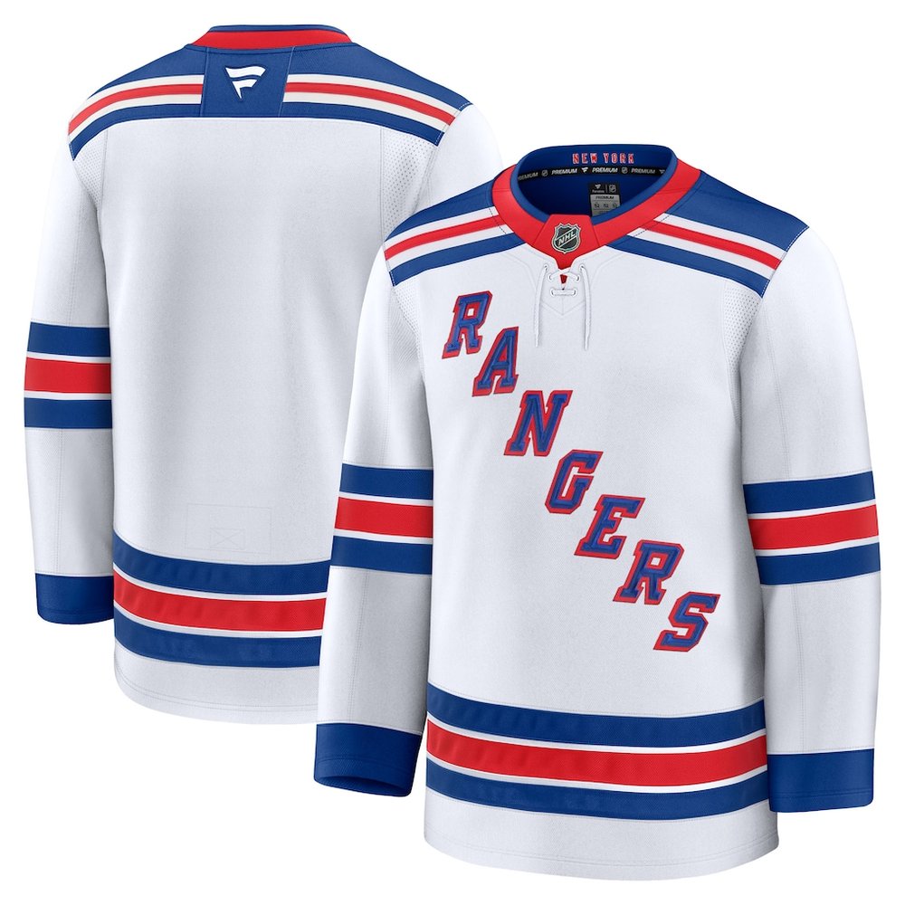 Men's New York Rangers White Away Premium Jersey Men's New York Rangers White Away Premium Jersey
