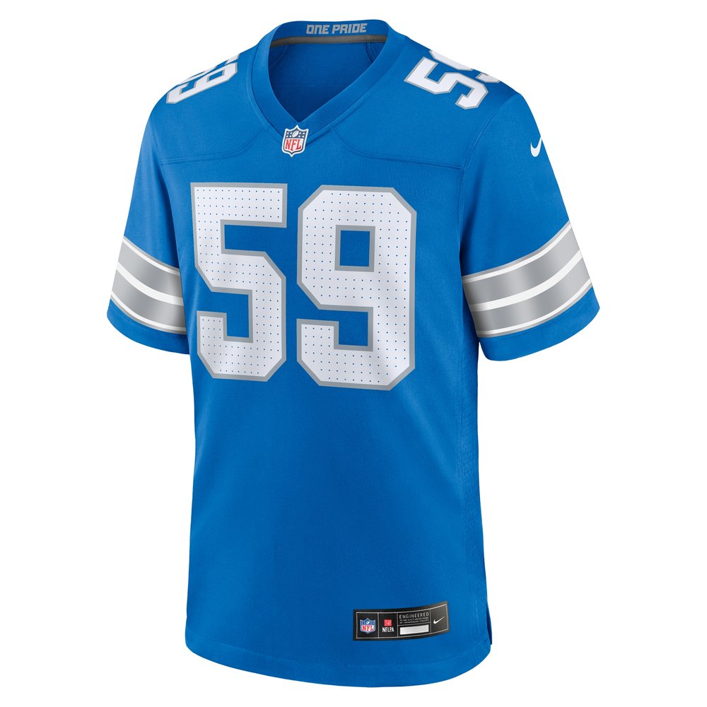 Men's Detroit Lions Giovanni Manu  Blue Team Game Jersey