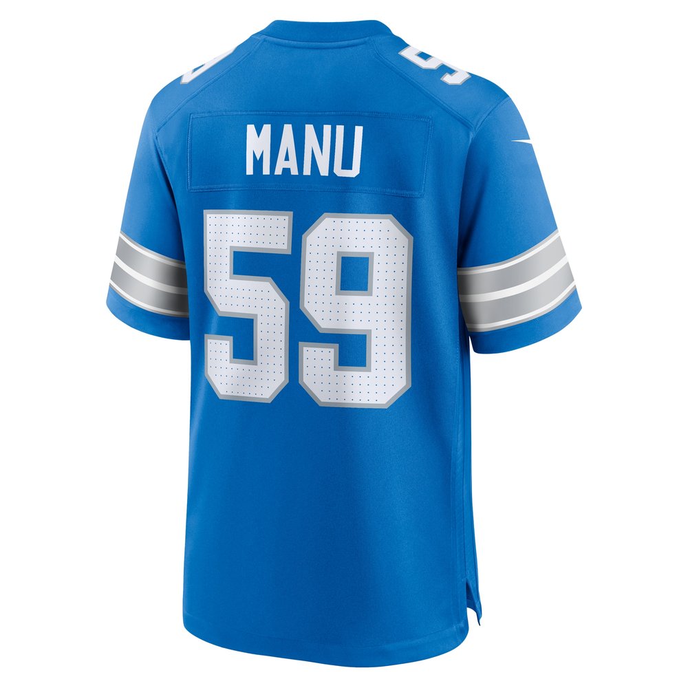 Men's Detroit Lions Giovanni Manu  Blue Team Game Jersey