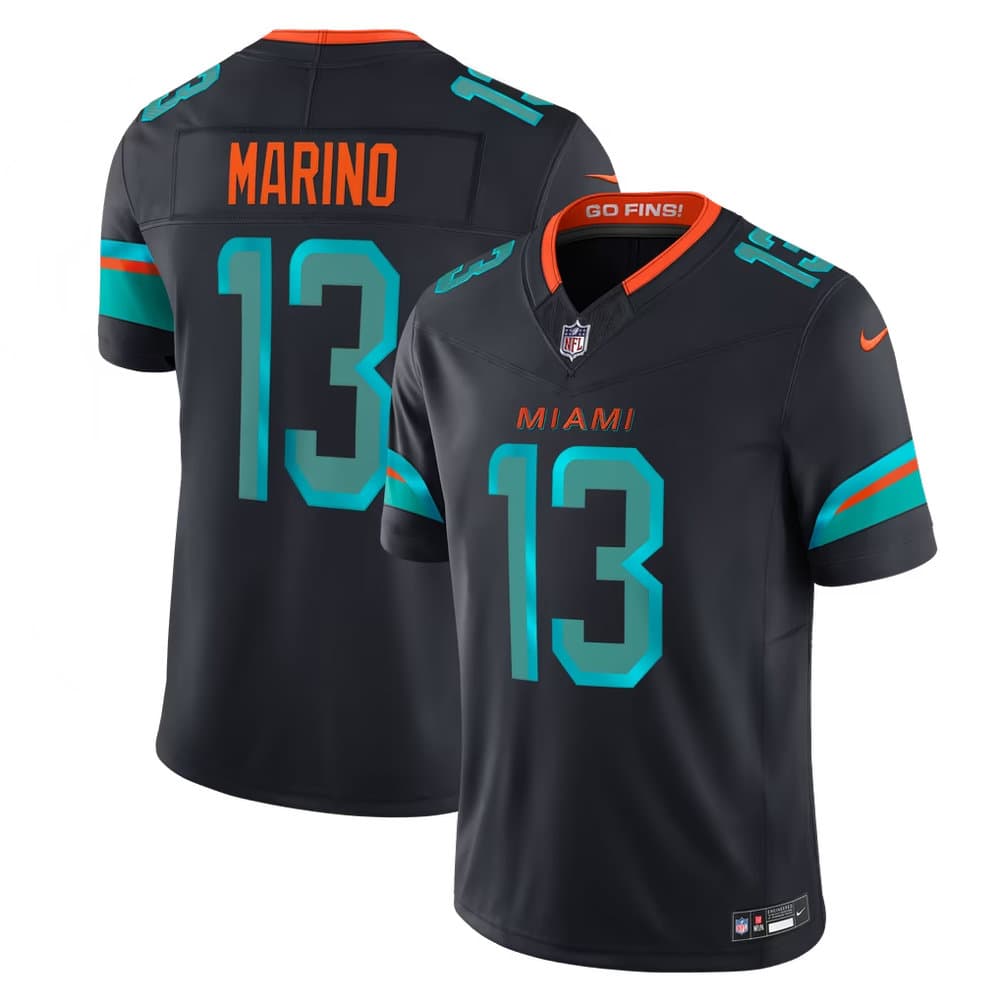 Men's Miami Dolphins #13 Dan Marino Nike Navy 2026 Rivalries Collection Stitched Limited Jersey