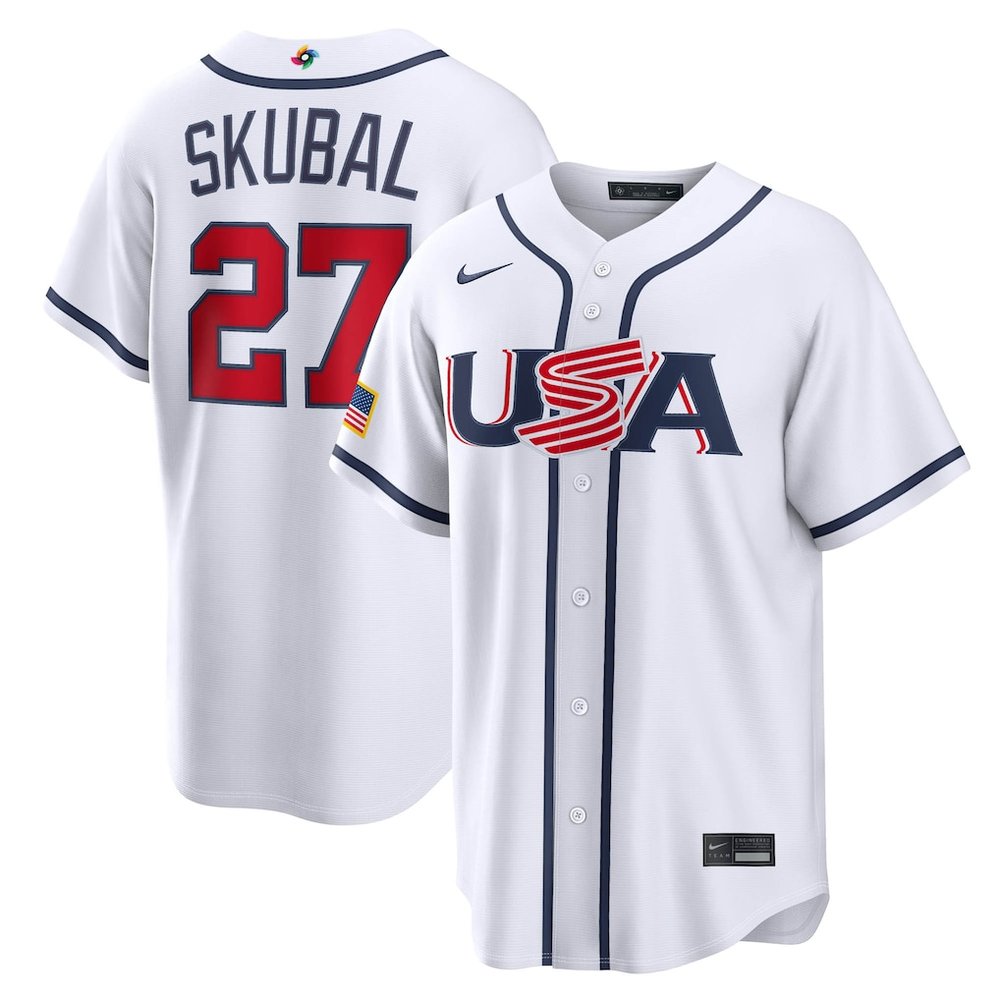 Youth USA Baseball #27 Tarik Skubal White 2026 World Baseball Classic Home Stadium Jersey