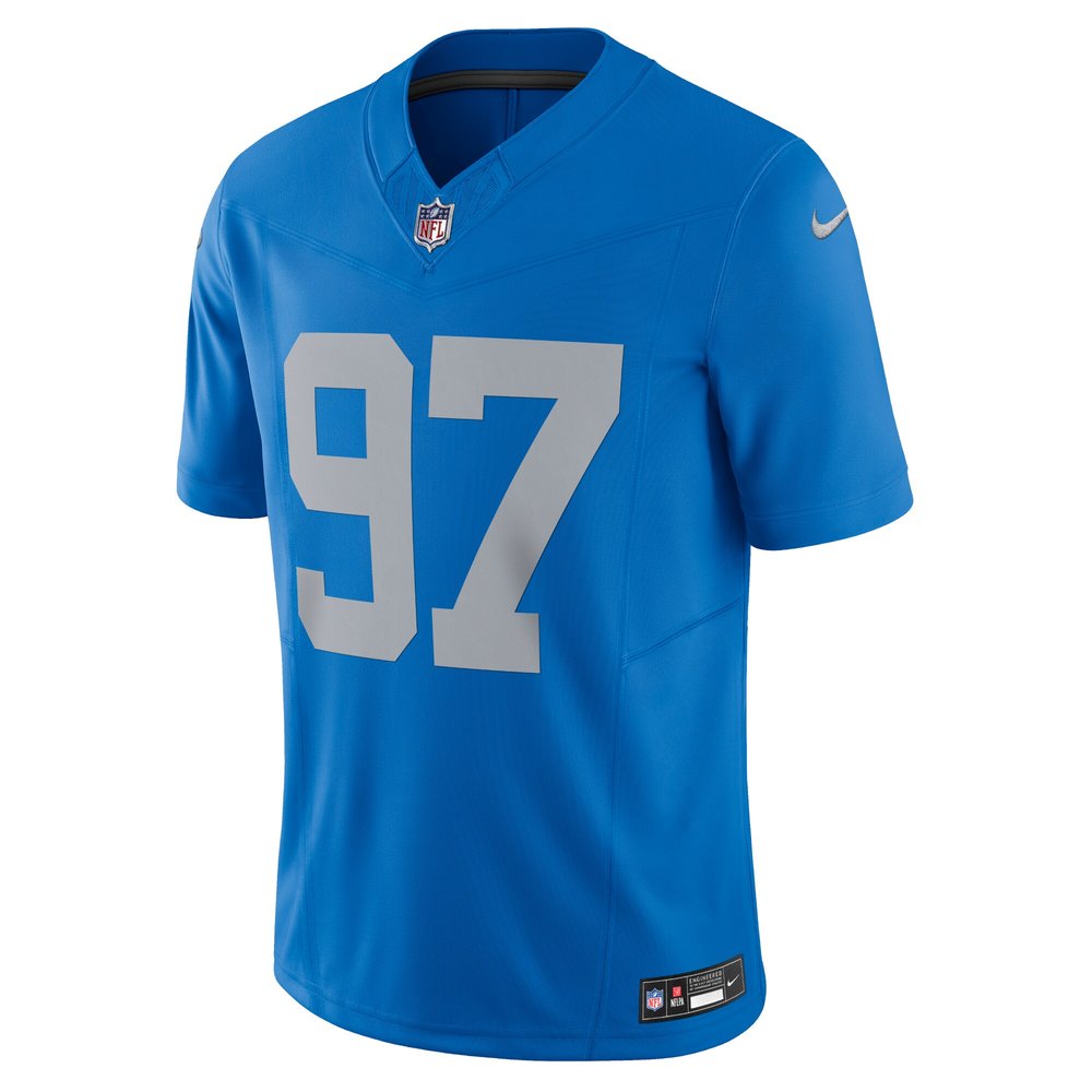 Men's Detroit Lions #97 Aidan Hutchinson Blue Vapor F.U.S.E. Alternate Limited Jersey