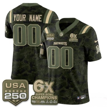 Men's New England Patriots Camo 2026 Salute to Service Vapor F.U.S.E. Limited Custom Jersey
