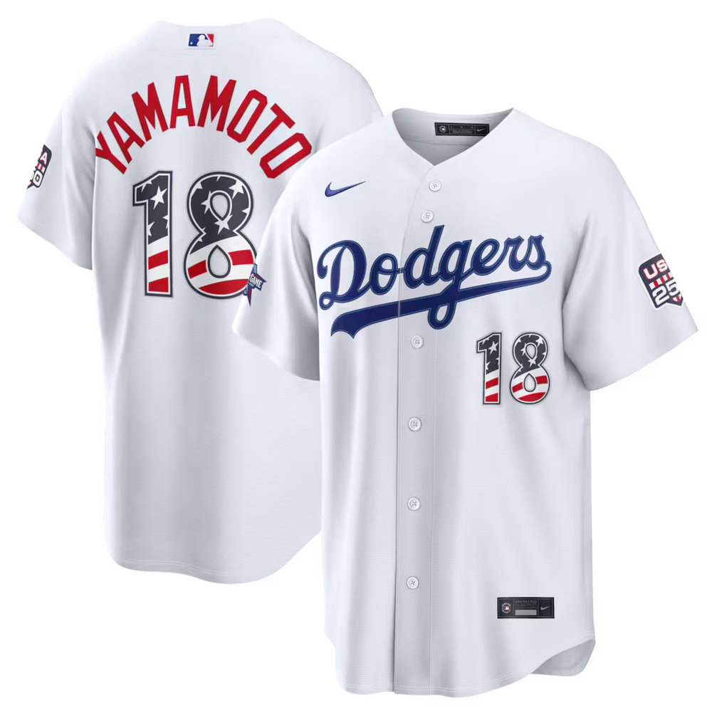Youth Los Angeles Dodgers #18 Yoshinobu Yamamoto Nike White 2026 All-Star Edition Stars & Stripes Stadium Jersey Youth Los Angeles Dodgers #18 Yoshinobu Yamamoto Nike White 2026 All-Star Edition Stars & Stripes Stadium Jersey