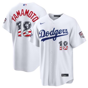 Men's Los Angeles Dodgers #18 Yoshinobu Yamamoto Nike White 2026 All-Star Edition Stars & Stripes Stadium Jersey