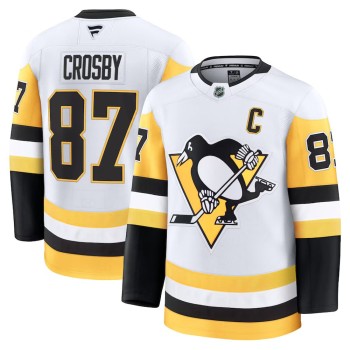 Men's Pittsburgh Penguins #87 Sidney Crosby White Away Premium Jersey Men's Pittsburgh Penguins #87 Sidney Crosby White Away Premium Jersey