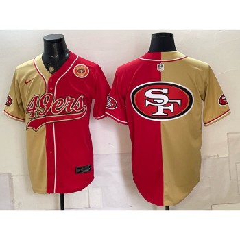 Men's San Francisco 49ers Red Split Cool Base Stitched Baseball Jersey