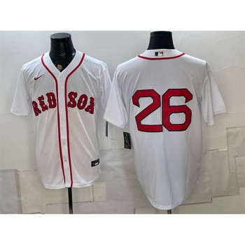 Men's Boston Red Sox #26 Wade Boggs White No Name Cool Base Stitched Baseball Jersey