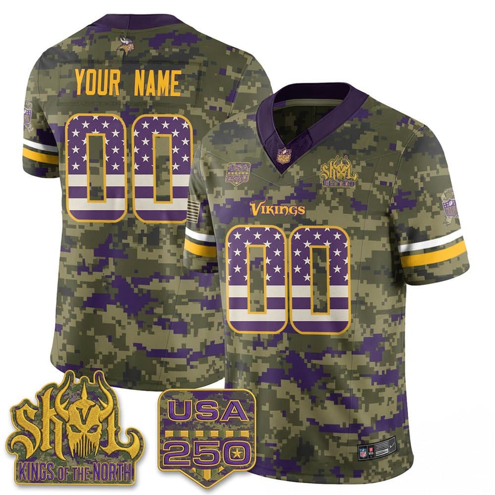Men's Minnesota Vikings Camo 2026 Salute to Service Vapor F.U.S.E. Limited Custom Jersey Men's Minnesota Vikings Camo 2026 Salute to Service Vapor F.U.S.E. Limited Custom Jersey