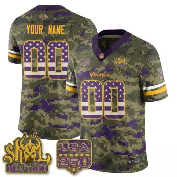 Men's Minnesota Vikings Camo 2026 Salute to Service Vapor F.U.S.E. Limited Custom Jersey