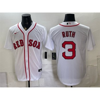 Men's Boston Red Sox #3 Babe Ruth White Cool Base Stitched Baseball Jersey