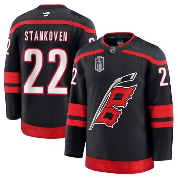 Men's Carolina Hurricanes #22 Logan Stankoven Black 2026 Stanley Cup Final Home Premium Jersey Men's Carolina Hurricanes #22 Logan Stankoven Black 2026 Stanley Cup Final Home Premium Jersey