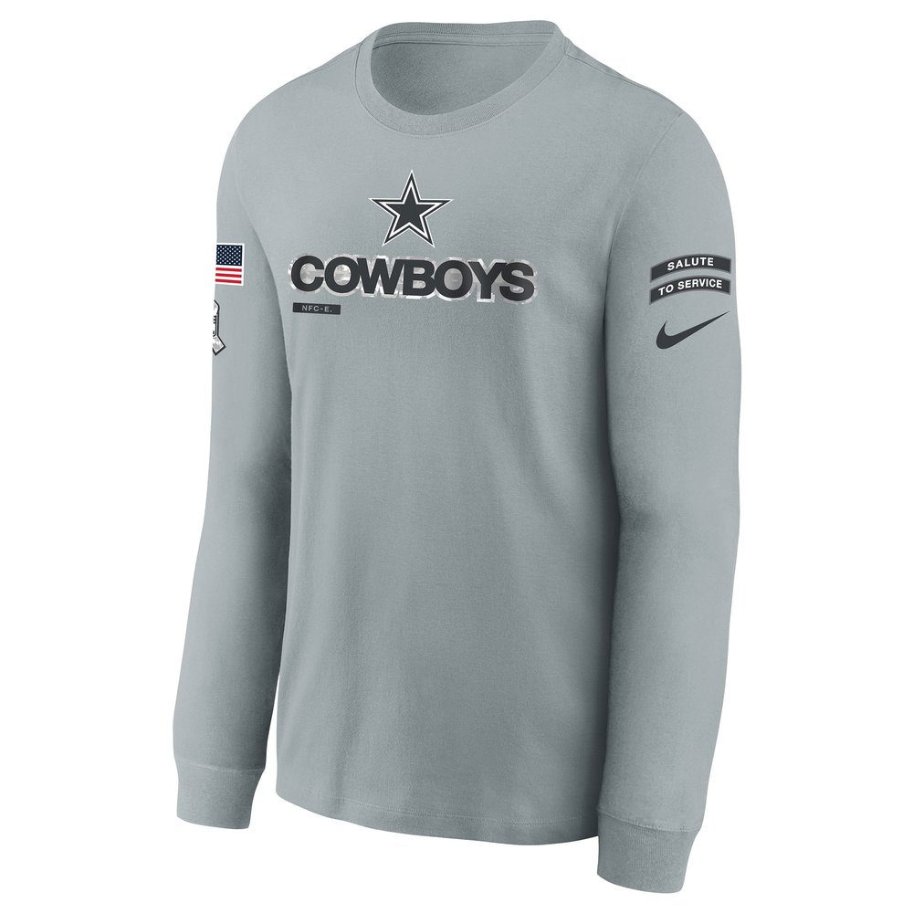 Youth Dallas Cowboys Gray 2024 Salute To Service Long Sleeve T-Shirt