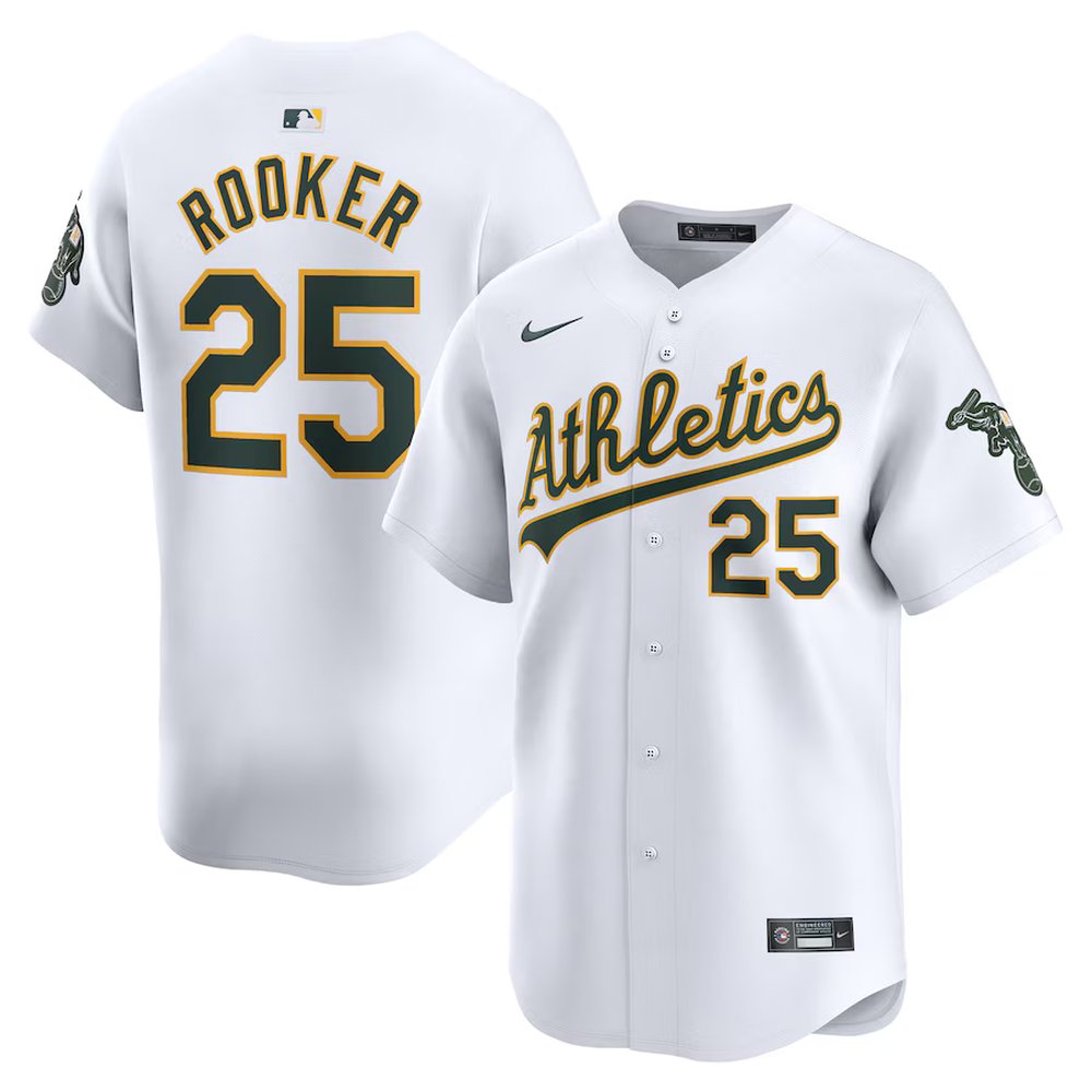 Men's Oakland Athletics #25 Brent Rooker White Home Limited Player Jersey