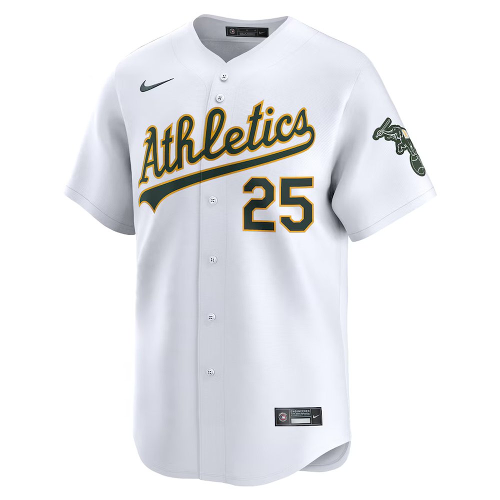 Men's Oakland Athletics #25 Brent Rooker White Home Limited Player Jersey