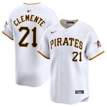 Men's Pittsburgh Pirates #21 Roberto Clemente White Home Limited Stitched Baseball Jersey Men's Pittsburgh Pirates #21 Roberto Clemente White Home Limited Stitched Baseball Jersey