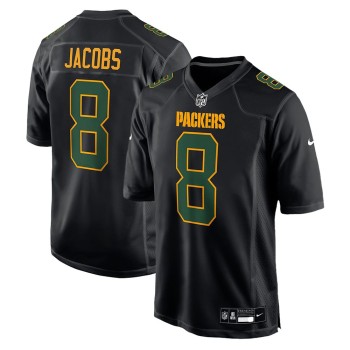Men's Green Bay Packers #8 Josh Jacobs Carbon Black Fashion Game Jersey