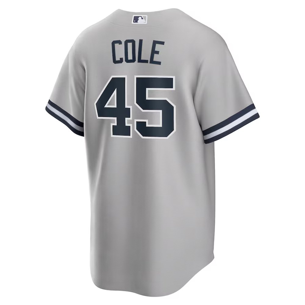 Men's New York Yankees #45 Gerrit Cole Gray Road Replica Player Name Jersey