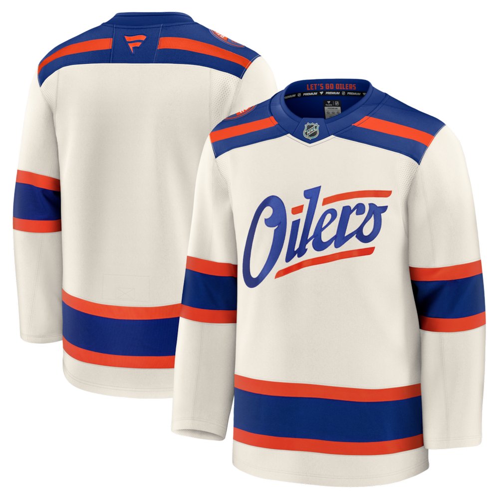 Men's Edmonton Oilers Light Beige Alternate Premium Jersey