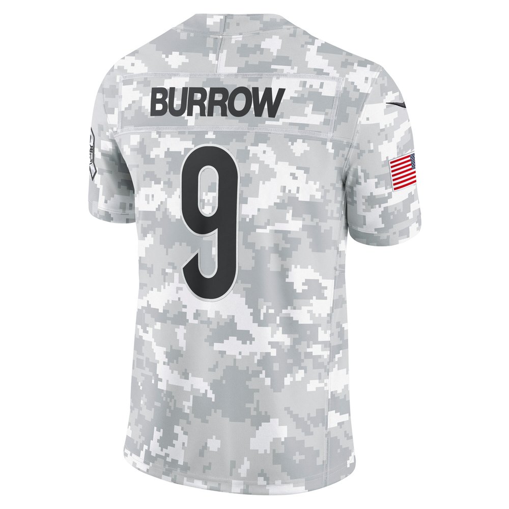 Men's Cincinnati Bengals Joe Burrow Arctic Camo 2024 Salute to Service Limited Jersey