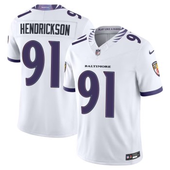 Men's Baltimore Ravens #91 Trey Hendrickson White Vapor F.U.S.E. Sewn Down Limited Jersey