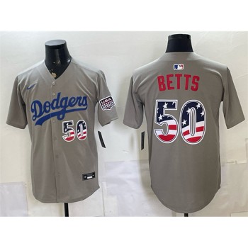 Youth Los Angeles Dodgers #50 Mookie Betts Grey 250 Fourth of July Road Stitched Baseball Jersey Youth Los Angeles Dodgers #50 Mookie Betts Grey 250 Fourth of July Road Stitched Baseball Jersey