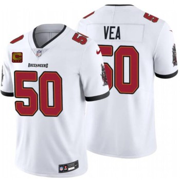 Men's Tampa Bay Buccaneers #50 Vita Vea White 2026 With 4-Star C Patch Vapor Limited Jersey