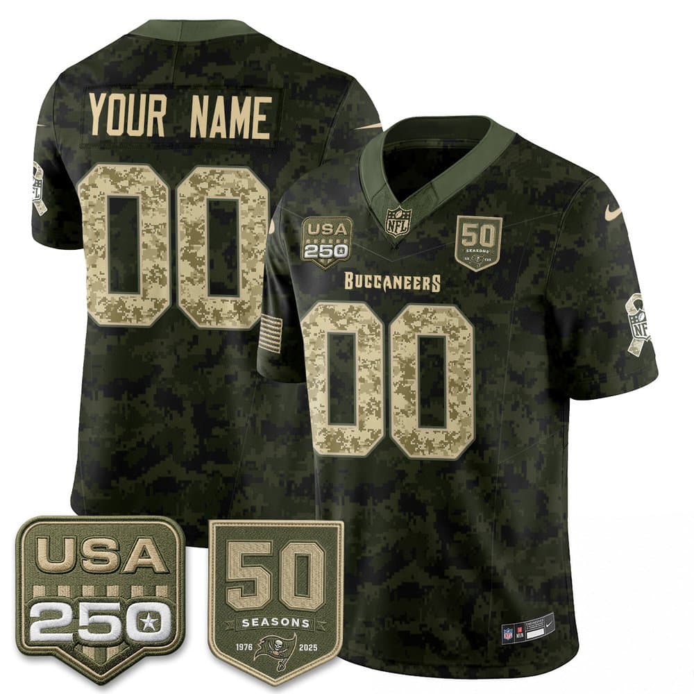 Youth Tampa Bay Buccaneers Camo 2026 Salute to Service Edition Vapor F.U.S.E. Limited Custom Jersey