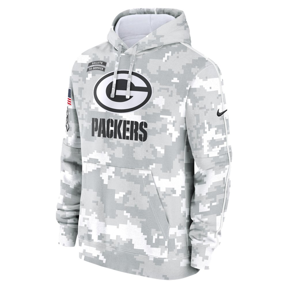 Youth Green Bay Packers White/Gray 2024 Salute To Service Pullover Hoodie Youth Green Bay Packers White/Gray 2024 Salute To Service Pullover Hoodie
