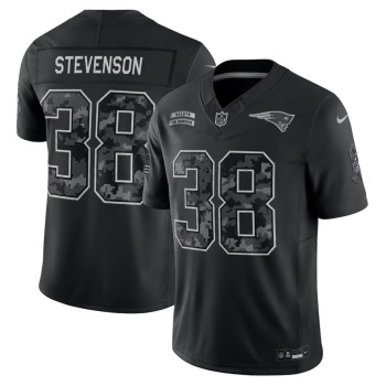 Men's New England Patriots #38 Rhamondre Stevenson Nike Black 2026 Salute to Service Vapor F.U.S.E. Limited Jersey Men's New England Patriots #38 Rhamondre Stevenson Nike Black 2026 Salute to Service Vapor F.U.S.E. Limited Jersey