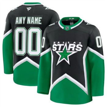 Youth Dallas Stars Custom Black 2025-26 Alternate Stitched Hockey Jersey Youth Dallas Stars Custom Black 2025-26 Alternate Stitched Hockey Jersey