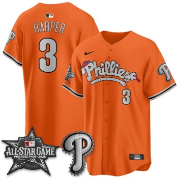 Men's Philadelphia Phillies #3 Bryce Harper Orange 2026 MLB All-Star Jersey
