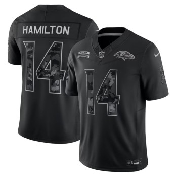 Men's Baltimore Ravens #14 Kyle Hamilton Nike Black 2026 Salute to Service Vapor F.U.S.E. Limited Jersey