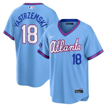 Youth Atlanta Braves #18 Mike Yastrzemski Nike Powder Blue 2026 City Connect Stadium Jersey