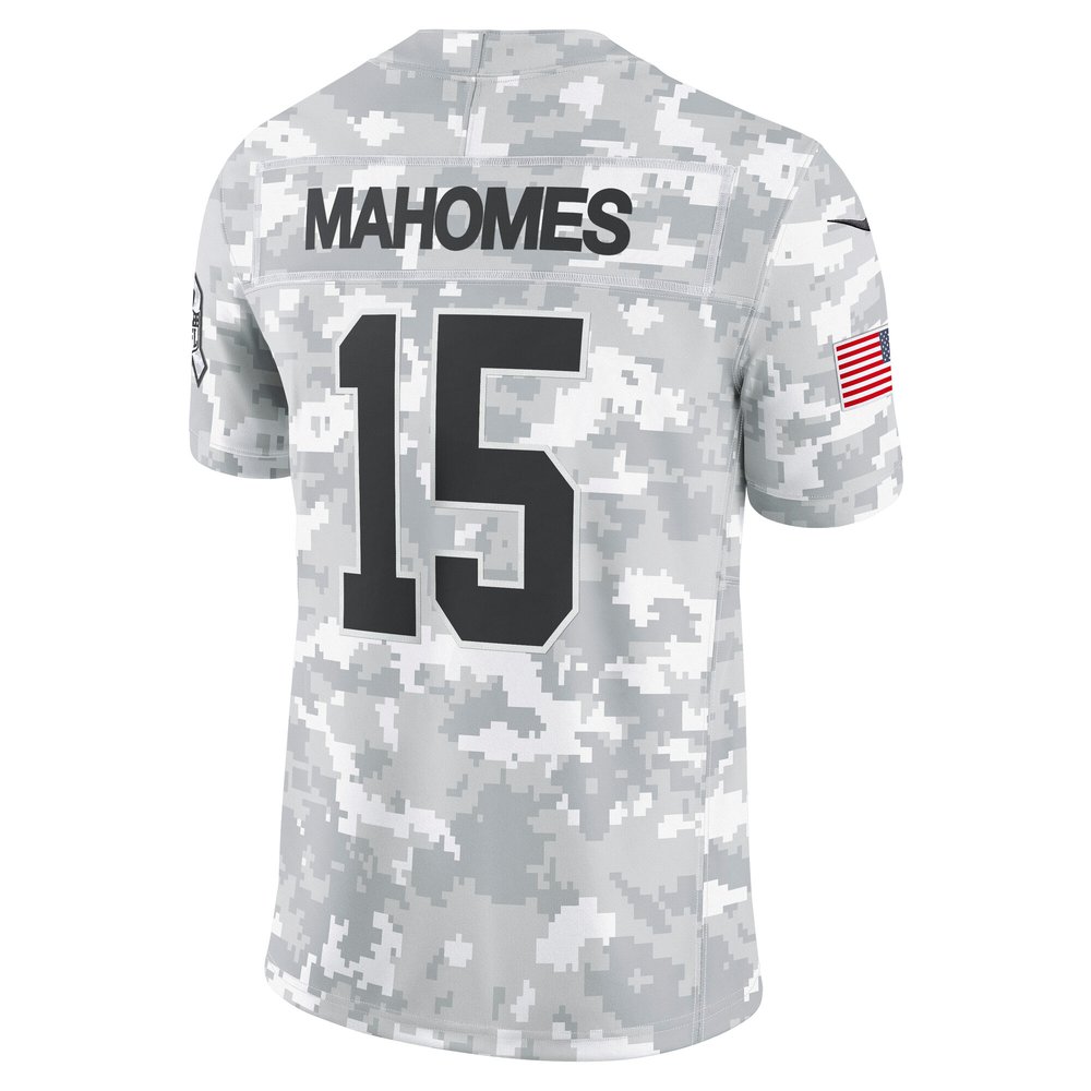 Men's Kansas City Chiefs #15 Patrick Mahomes Arctic Camo 2024 Salute to Service Limited Jersey
