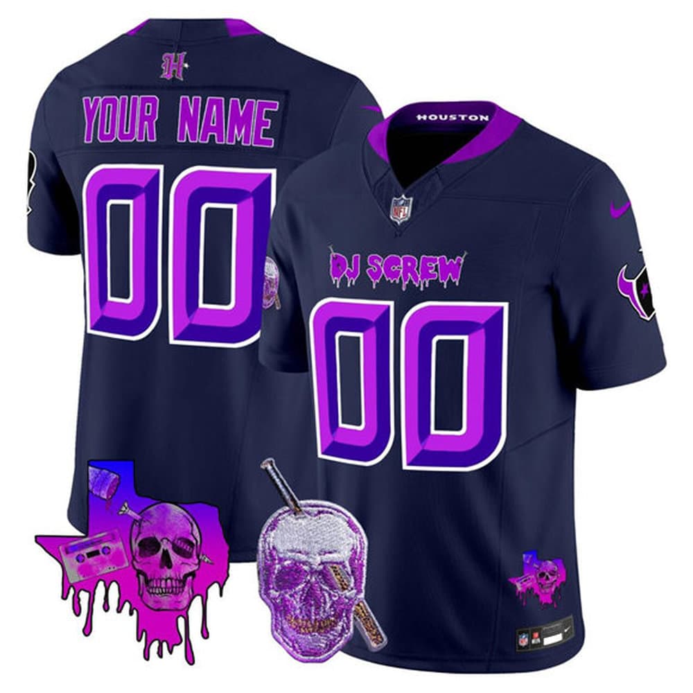 Men's Houston Texans Navy 2026 DJ Screw Vapor F.U.S.E. Limited Custom Jersey
