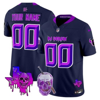 Youth Houston Texans Navy 2026 DJ Screw Vapor F.U.S.E. Limited Custom Jersey