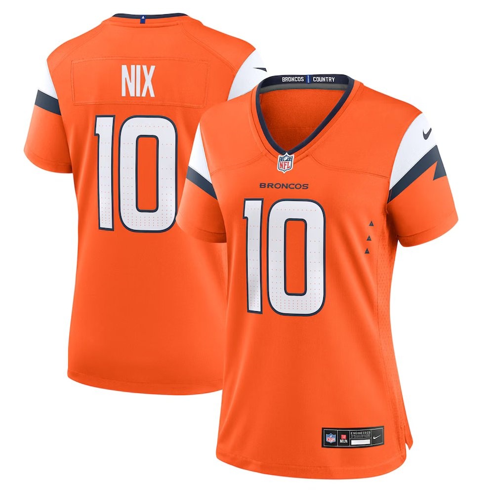 Women's Denver Broncos #10 Bo Nix Orange Game Jersey