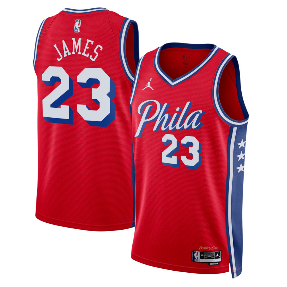 Men's Philadelphia 76ers #23 LeBron James Jordan Brand Red Swingman Statement Edition Jersey