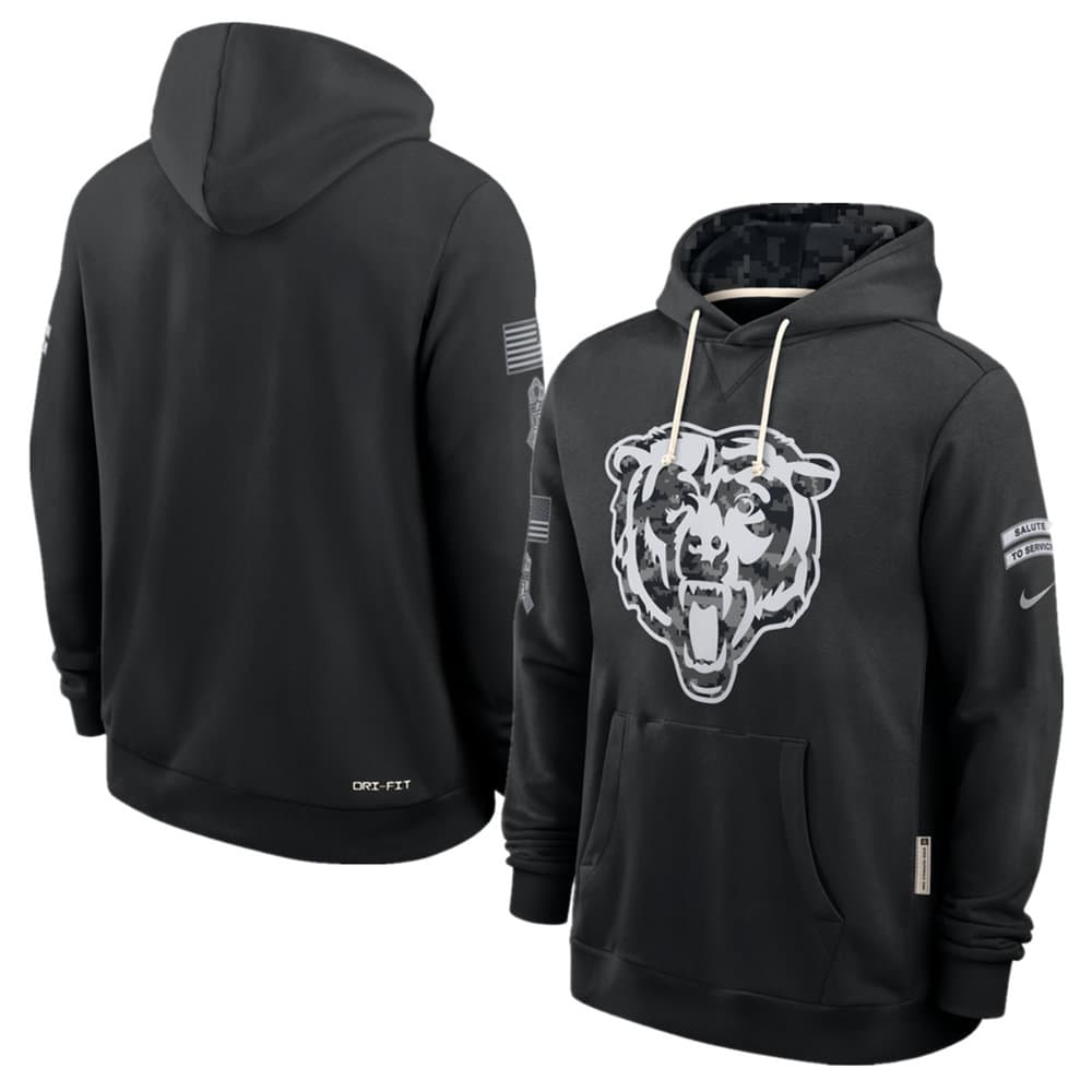 Men's Chicago Bears Nike Black 2026 Salute to Service Sideline Dri-FIT Pullover Hoodie