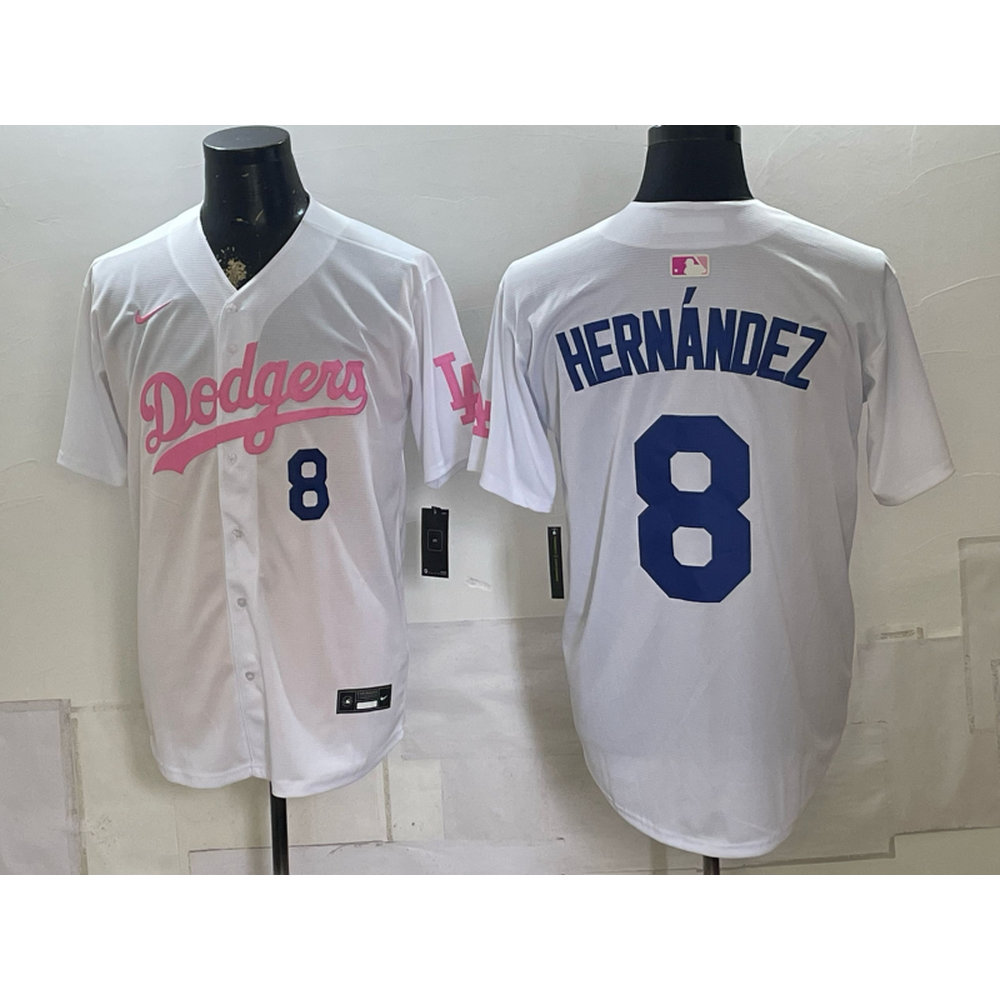 Youth Los Angeles Dodgers #8 Enrique Hernandez White Cool Base Stitched Baseball Jersey