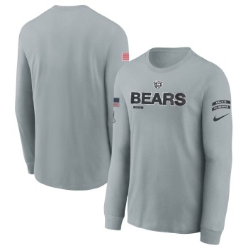 Youth Chicago Bears Gray 2024 Salute To Service Long Sleeve T-Shirt