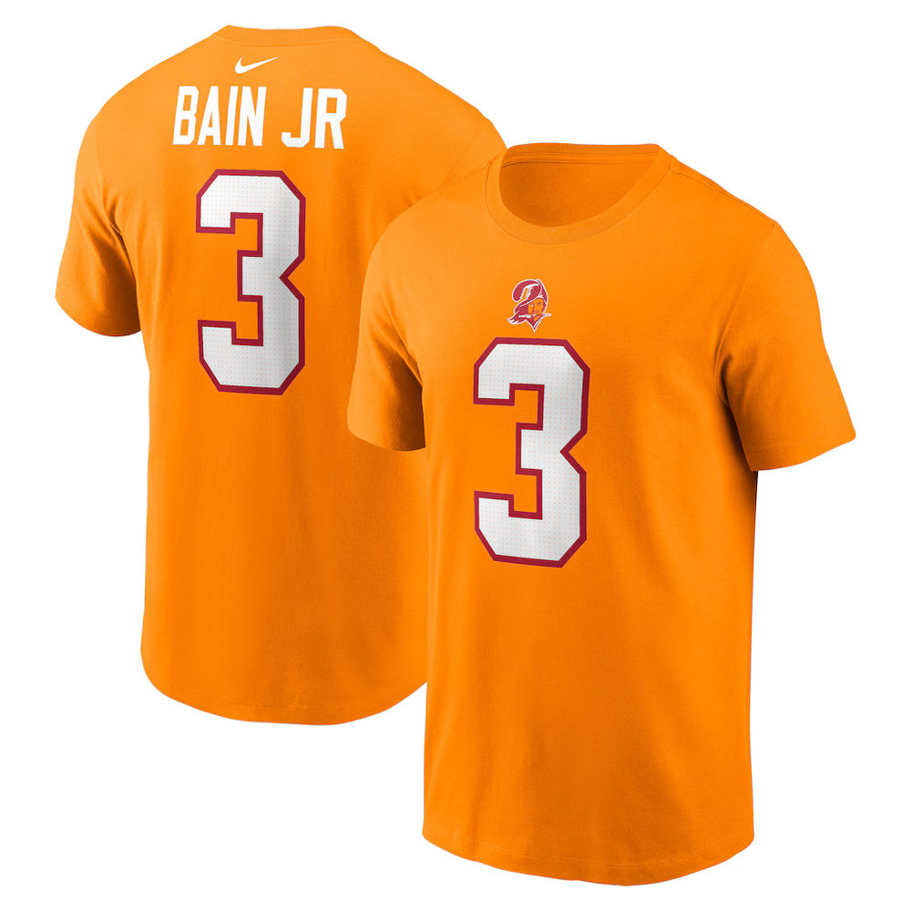 Men's Tampa Bay Buccaneers #3 Rueben Bain Jr. Nike Orange 2026 NFL Draft Name & Number T-Shirt