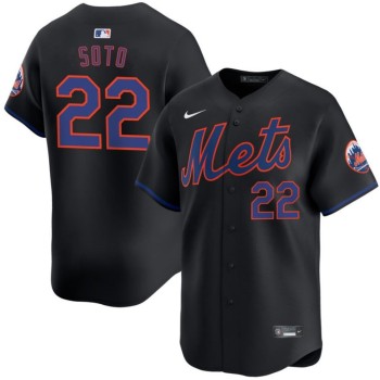 Men's New York Mets #22 Juan Soto Black 2024 Alternate Limited Stitched Baseball Jersey Men's New York Mets #22 Juan Soto Black 2024 Alternate Limited Stitched Baseball Jersey