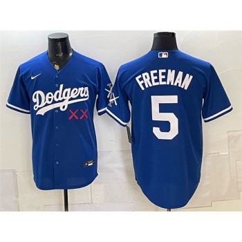 Men's Los Angeles Dodgers x KAWS #5 Freddie Freeman Royal Vapor Premier Limited Baseball Jersey