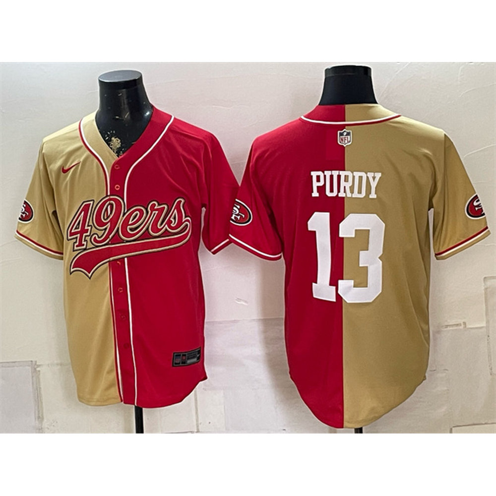 Youth San Francisco 49ers #13 Brock Purdy Red Split Stitched Baseball Jersey Youth San Francisco 49ers #13 Brock Purdy Red Split Stitched Baseball Jersey