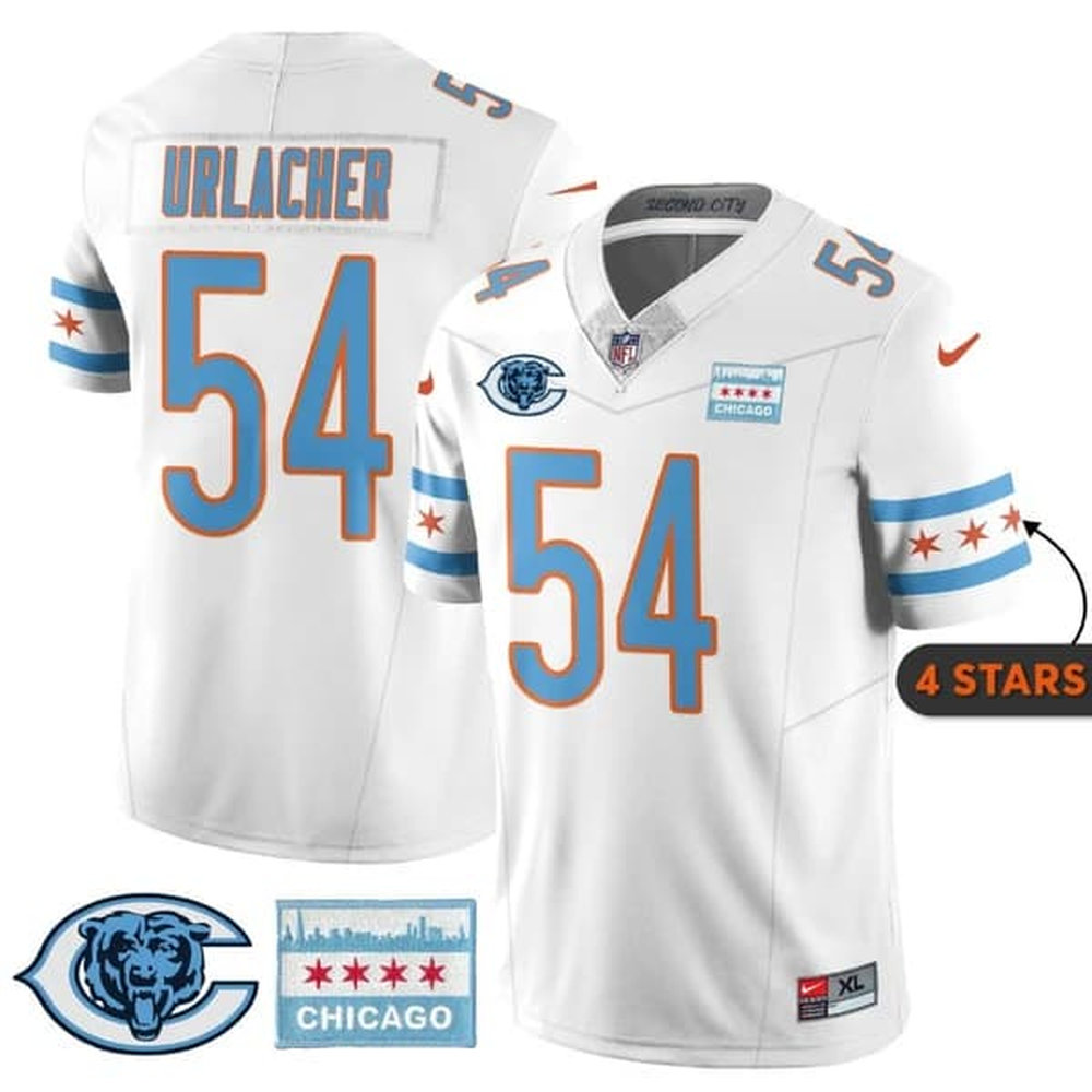 Youth Chicago Bears #54 Brian Urlacher White City Edition With Chicago Flag Vapor F.U.S.E. Untouchable Limited Jersey