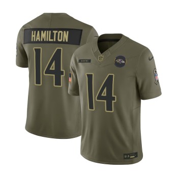 Youth's Baltimore Ravens #14 Kyle Hamilton Nike Olive 2025 Salute to Service Retired Limited Jersey Youth's Baltimore Ravens #14 Kyle Hamilton Nike Olive 2025 Salute to Service Retired Limited Jersey