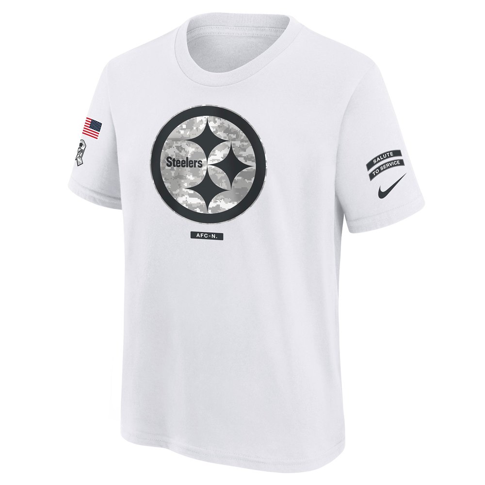 Youth Pittsburgh Steelers White 2024 Salute To Service T-Shirt